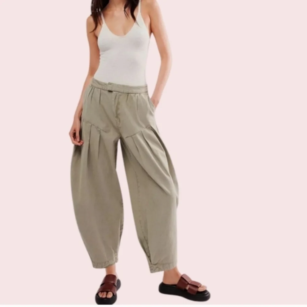 Sarina Pleated Barrel Trousers Cotton Lightweight Drapey Full Black Size 6 NWT - Picture 15 of 16